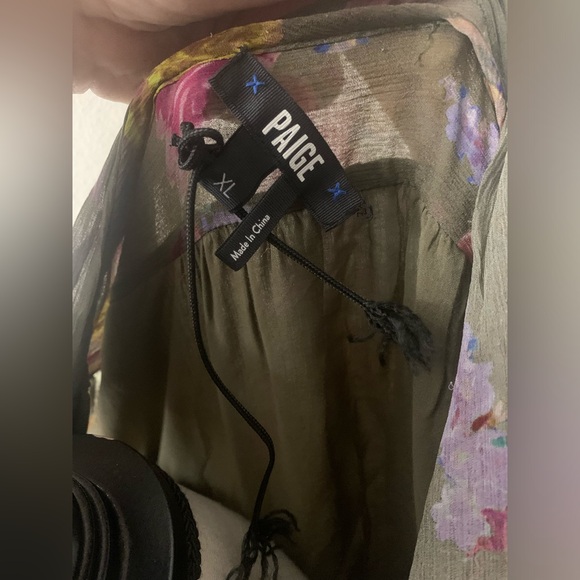 NWOT PAIGE Elynne Floral Long Sleeve Silk Chiffon Dress in Moss Multi Size XL - Picture 11 of 13